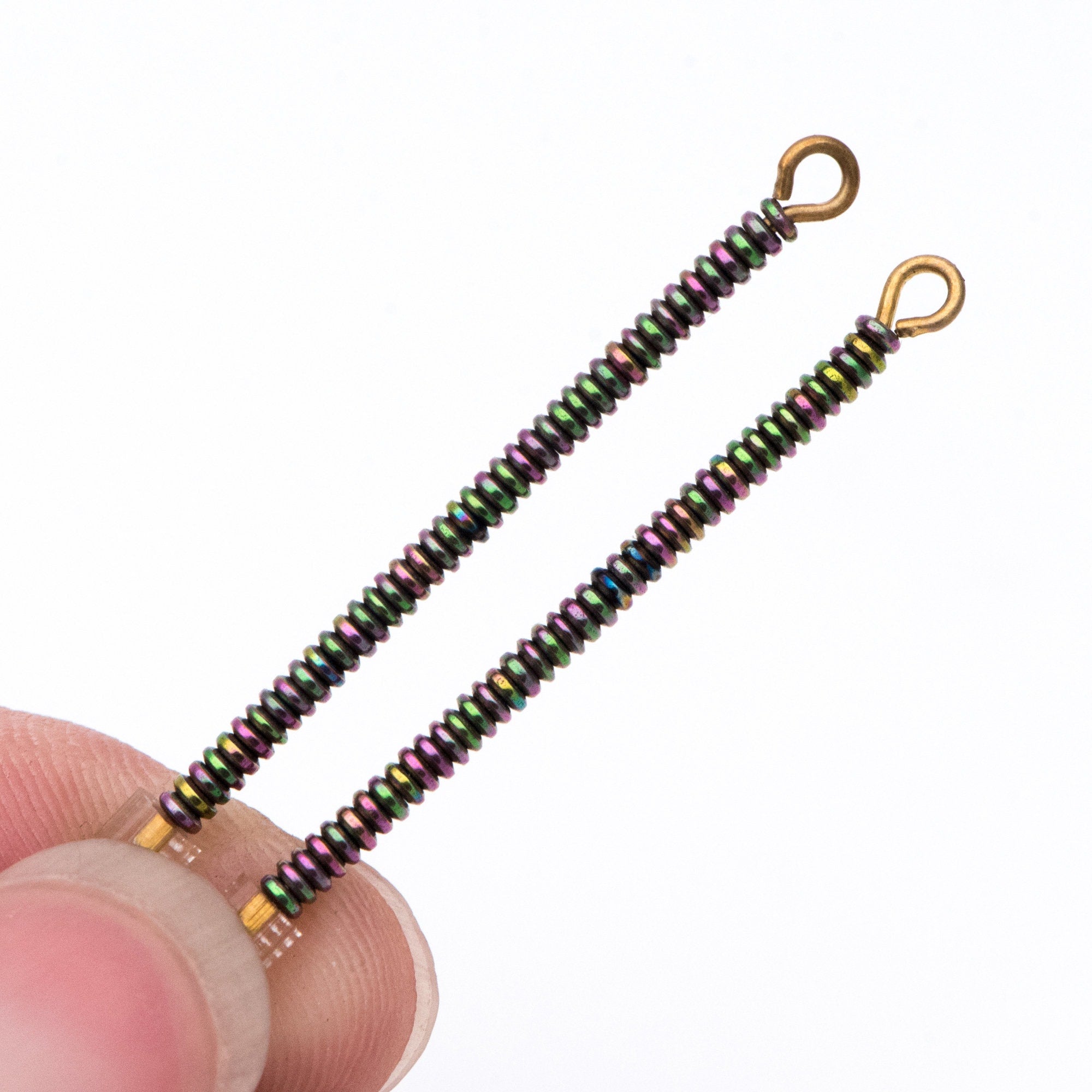 500pcs Hematite Seed Beads, Delicate Rondelle Spacer Beads 2x1mm, Metal Green (#V6093-2)